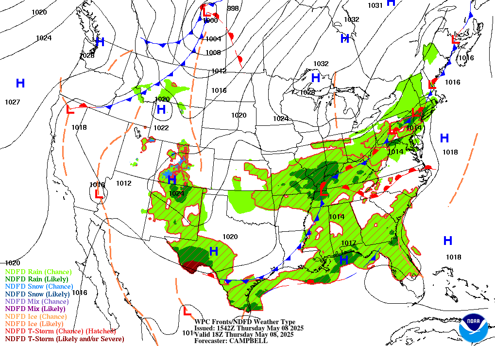 Day 1 (Thursday): Forecast Surface Map