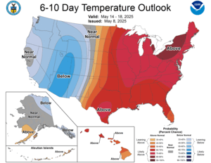 NOAA CPC 6 to 10 Day Temperature Probability Outlook
