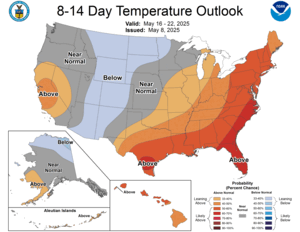 NOAA CPC 8 to 14 Day Temperature Probability Outlook