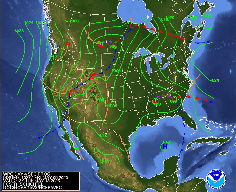 Day 4 (Monday): Forecast Surface Map