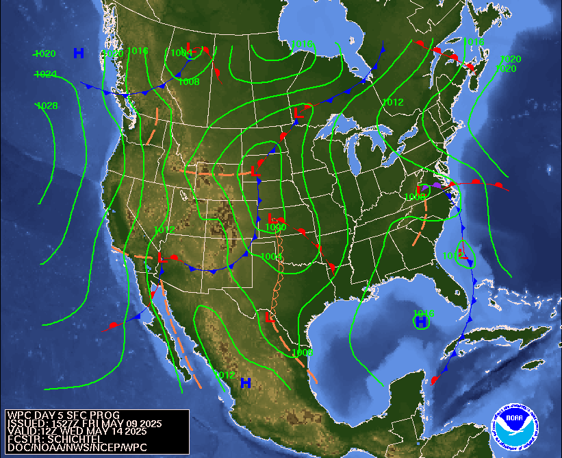 Day 5 (Tuesday): Forecast Surface Map
