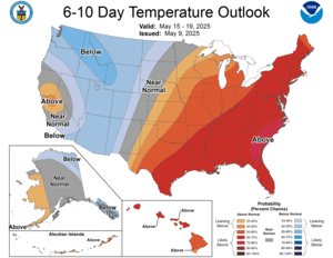 NOAA CPC 6 to 10 Day Temperature Probability Outlook