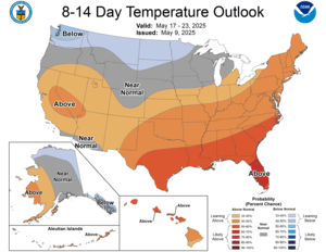 NOAA CPC 8 to 14 Day Temperature Probability Outlook