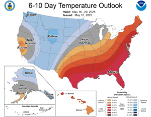 NOAA CPC 6 to 10 Day Temperature Probability Outlook