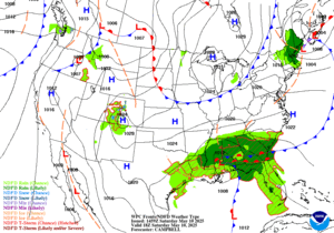 Day 1 (Saturday): Forecast Surface Map