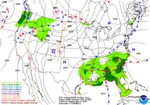Day 2 (Sunday): Forecast Surface Map