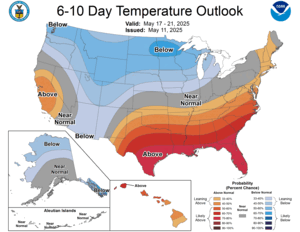 NOAA CPC 6 to 10 Day Temperature Probability Outlook