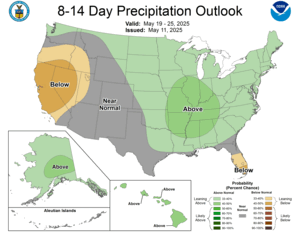 NOAA CPC 8 to 14 Day Precipitation Probability Outlook