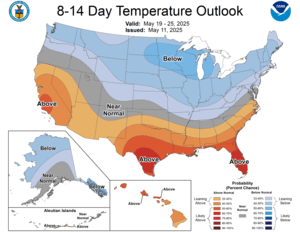 NOAA CPC 8 to 14 Day Temperature Probability Outlook