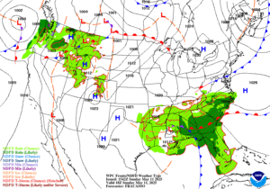 Day 1 (Sunday): Forecast Surface Map