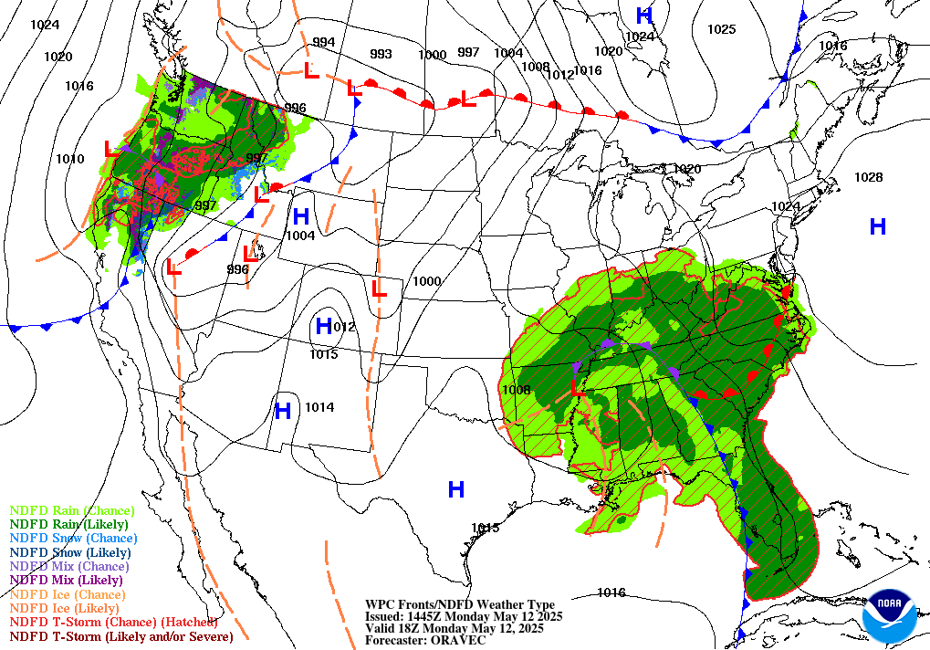 Day 1 (Monday): Forecast Surface Map
