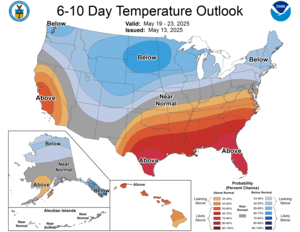 NOAA CPC 6 to 10 Day Temperature Probability Outlook
