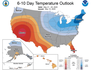 NOAA CPC 6 to 10 Day Temperature Probability Outlook