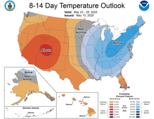 NOAA CPC 8 to 14 Day Temperature Probability Outlook