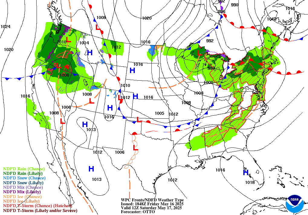 Day 2 (Saturday): Forecast Surface Map