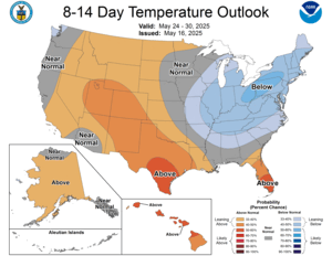 NOAA CPC 8 to 14 Day Temperature Probability Outlook