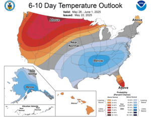 NOAA CPC 6 to 10 Day Temperature Probability Outlook