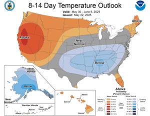 NOAA CPC 8 to 14 Day Temperature Probability Outlook