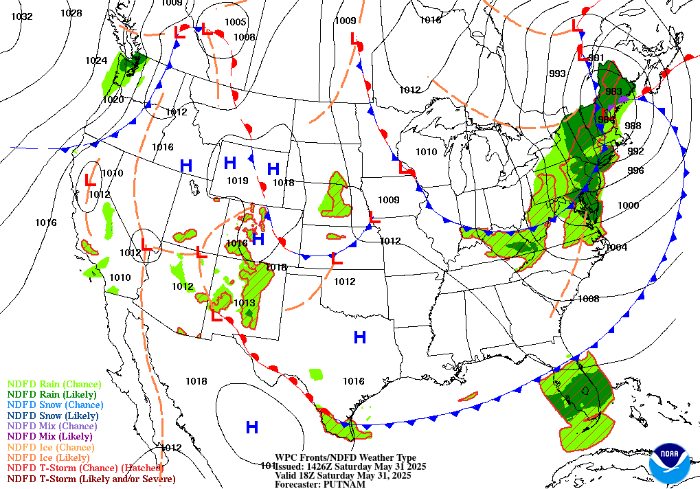 Day 1 (Saturday): Forecast Surface Map