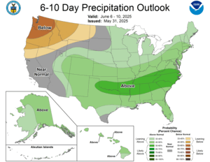 NOAA CPC 6 to 10 Day Precipitation Probability Outlook