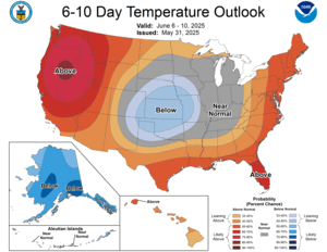 NOAA CPC 6 to 10 Day Temperature Probability Outlook