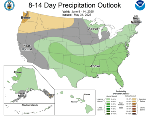 NOAA CPC 8 to 14 Day Precipitation Probability Outlook