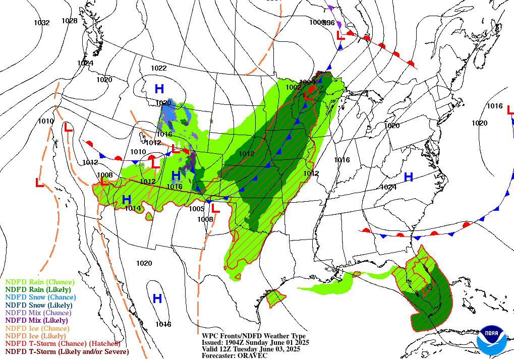 Day 3 (Tuesday): Forecast Surface Map