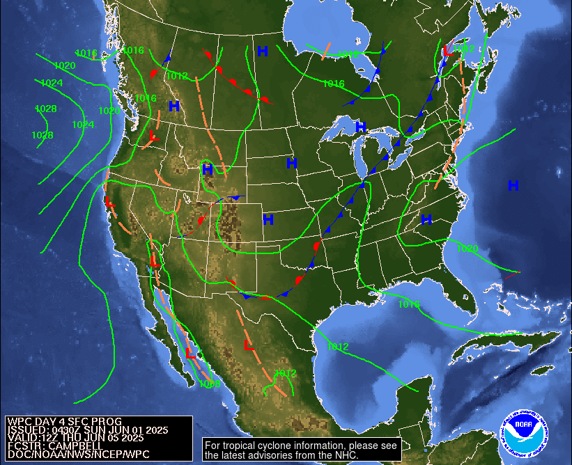 Day 4 (Wednesday): Forecast Surface Map