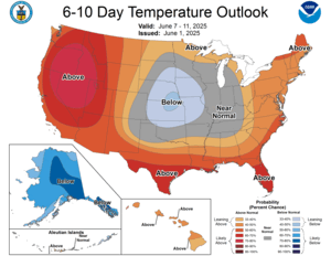 NOAA CPC 6 to 10 Day Temperature Probability Outlook