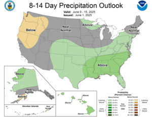 NOAA CPC 8 to 14 Day Precipitation Probability Outlook