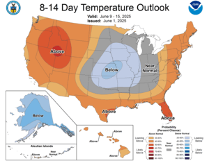 NOAA CPC 8 to 14 Day Temperature Probability Outlook