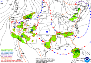 Day 1 (Sunday): Forecast Surface Map