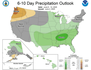 NOAA CPC 6 to 10 Day Precipitation Probability Outlook