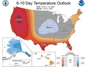 NOAA CPC 6 to 10 Day Temperature Probability Outlook
