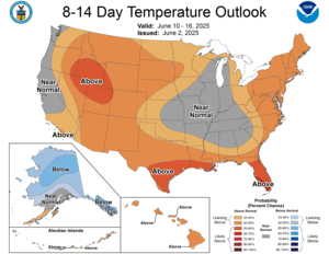 NOAA CPC 8 to 14 Day Temperature Probability Outlook