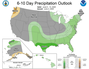 NOAA CPC 6 to 10 Day Precipitation Probability Outlook