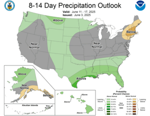 NOAA CPC 8 to 14 Day Precipitation Probability Outlook