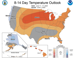 NOAA CPC 8 to 14 Day Temperature Probability Outlook