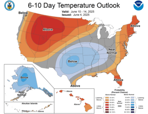 NOAA CPC 6 to 10 Day Temperature Probability Outlook