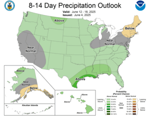 NOAA CPC 8 to 14 Day Precipitation Probability Outlook