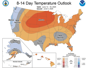 NOAA CPC 8 to 14 Day Temperature Probability Outlook
