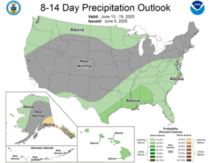 NOAA CPC 8 to 14 Day Precipitation Probability Outlook