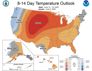 NOAA CPC 8 to 14 Day Temperature Probability Outlook