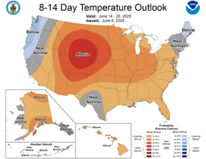 NOAA CPC 8 to 14 Day Temperature Probability Outlook