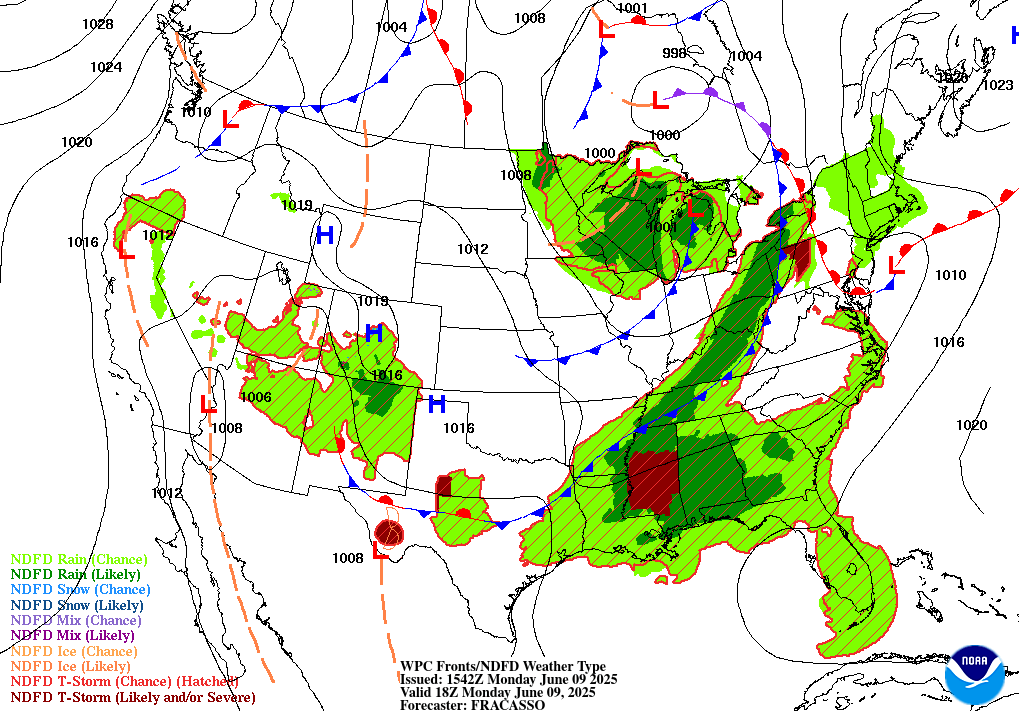 Day 1 (Monday): Forecast Surface Map