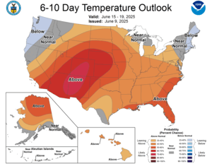 NOAA CPC 6 to 10 Day Temperature Probability Outlook