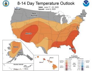 NOAA CPC 8 to 14 Day Temperature Probability Outlook