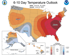 NOAA CPC 6 to 10 Day Temperature Probability Outlook