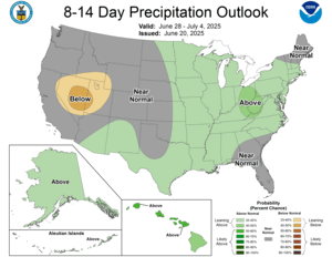 NOAA CPC 8 to 14 Day Precipitation Probability Outlook
