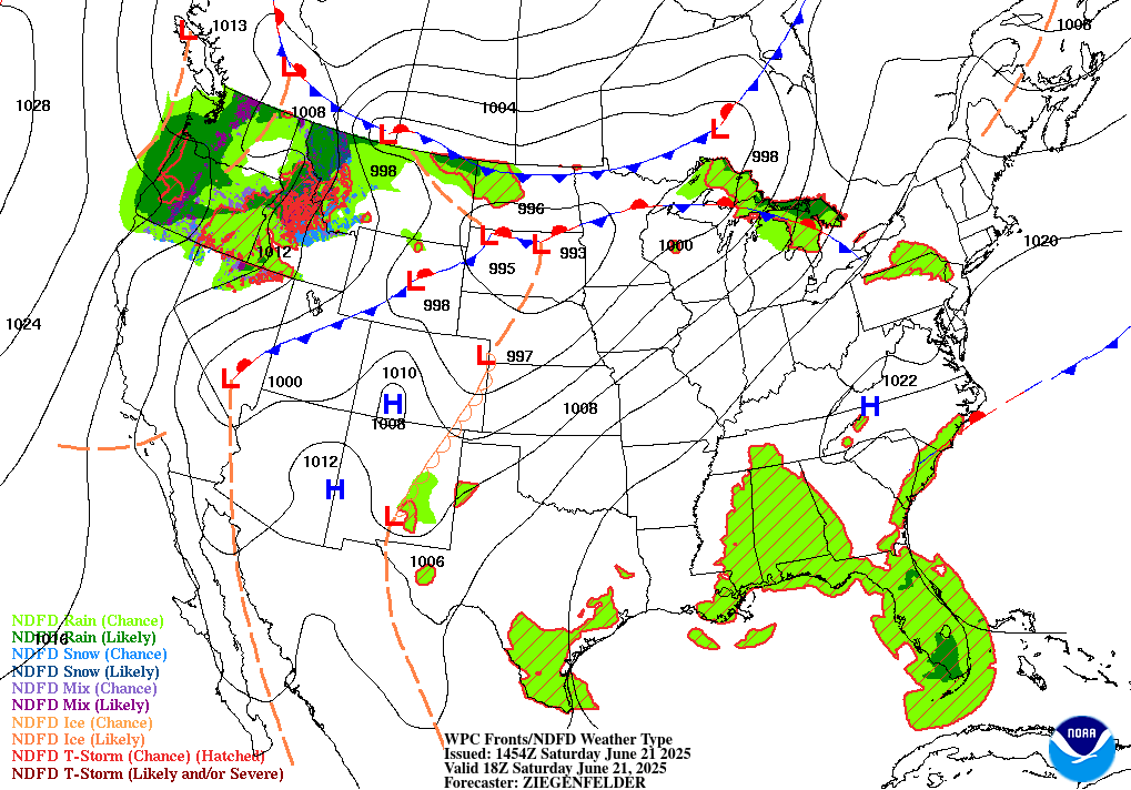 Day 1 (Saturday): Forecast Surface Map
